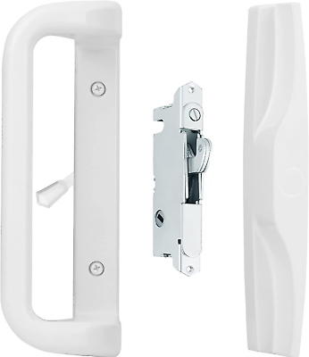 #ad House Guard White Patio Door Handle Set with Mortise Lock for Replacement $16.99