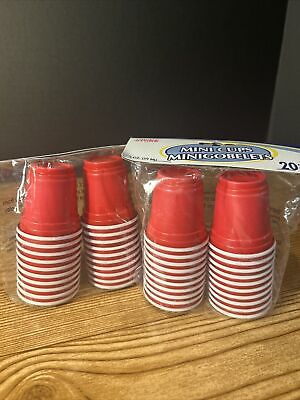 #ad 40 Mini Red Cups 2Oz Plastic Disposable Shot Glasses Party Shooter Beer Pong
