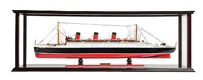 #ad Queen Mary Large with Display Case Wooden Boat Model Replica