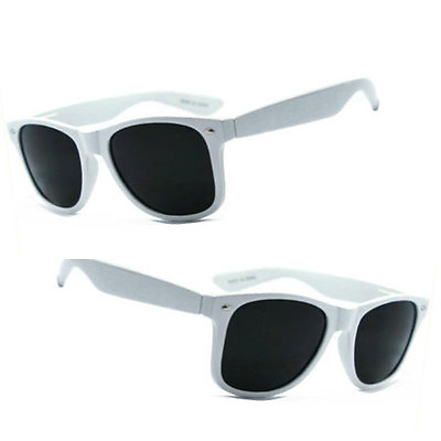 #ad Retro Square Frame Spring Temple Sunglasses UV400 White Frame WF 01