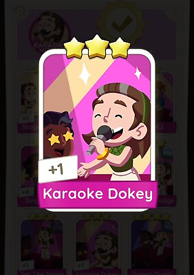 #ad Set 9 Karaoke Dokey Monopoly Go 3 Star Card Sticker ⭐⭐⭐