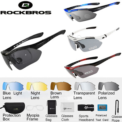 #ad ROCKBROS 5 Lens Cycling Polarized Sunglasses Outdoor Bike UV400 Eyewear Goggles $16.65