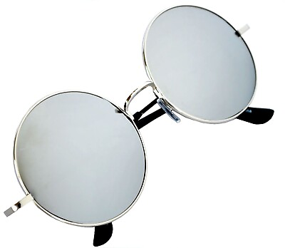 #ad ROUND SUNGLASSES SILVER MIRROR LENS 56mm METAL FRAME ONE PAIR