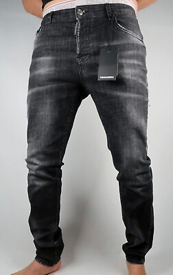 #ad New Collection DSQ2 Casual Men#x27;s Slim Fit Stretchy Washed Black Jeans