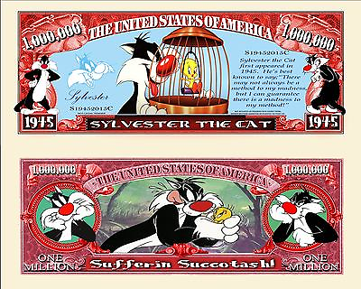 #ad Sylvester the Cat Million Dollar Bill Play Funny Money Novelty Note FREE SLEEVE