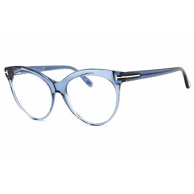 #ad Tom Ford Women#x27;s Eyeglasses Full Rim Shiny Blue Acetate Round Frame FT5827 B 090