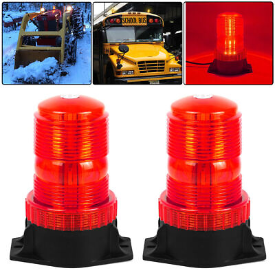 #ad 2pcs Red 30 LED Emergency Warning Strobe Lights Rotating Beacon Forklift Tractor