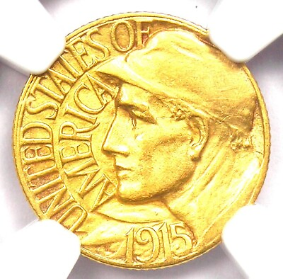 #ad 1915 S Panama Pacific Gold Dollar Pan Pac G$1 Certified NGC AU55 Rare $593.75