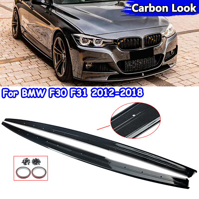 #ad Side Skirts Extension Panel For BMW F30 328i 330i 2012 2018 M Sport Carbon Look