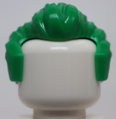 #ad Lego Green Hair Short Swept Back with Sideburns and Widow#x27;s Peak