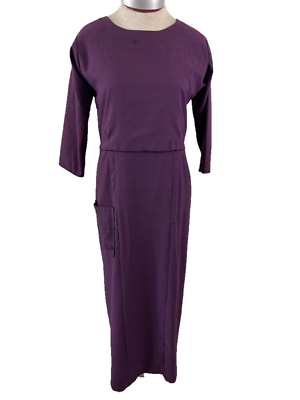 #ad Amish Mennonite authentic dress handmade S M purple 53quot; long 1 pocket 3 4 sleeve