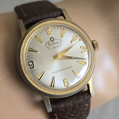 #ad Vintage Sir Roger men#x27;s manual winding watch 17Jewels swiss 1950s