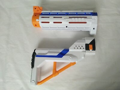 #ad Nerf Retaliator N Strike Elite Stock and Front Barrel White Replacement Parts