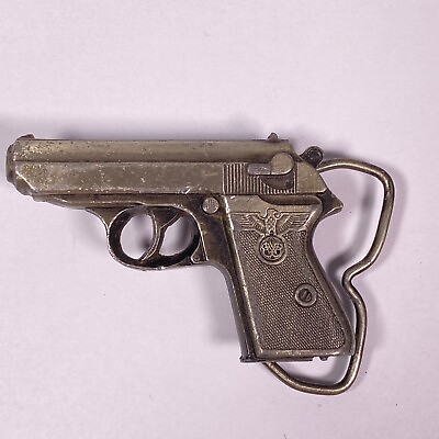 #ad Walther PPK 380 Automatic Gun Belt Buckle Bergamot Brass Works 1979 Vtg $29.99