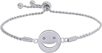 #ad Smiley Face Bolo Bracelets 7.5quot; In 14K Gold Plated 925 Sterling Silver
