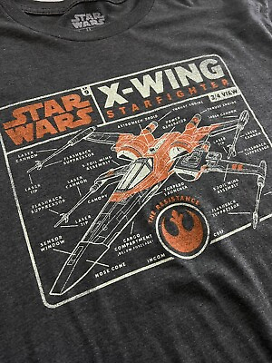 #ad Star Wars X Wing Star Fighter heather gray Mens Fifth Sun Graphic T Shirt Large