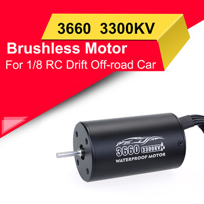 #ad 3660 3300KV Brushless Sensorless Waterproof Motor 3.175mm for 1 8 RC Car Truck