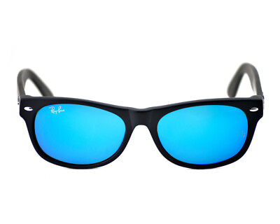 #ad Flash Black Frame Blue Lens: Ray Ban New Wayfarer RB2132 Sunglasses 52mm