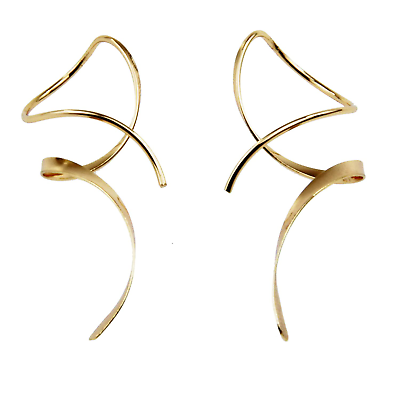 #ad Earrings for Women Spiral Threader Earrings 14K Gold Earrings Hand Bent Dangle E