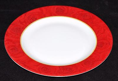 #ad Philippe Deshoulieres Limoges France Red Ruby Roses Salad Plate 8 5 8quot;