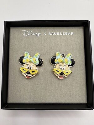 #ad New Disney X Baublebar Minnie Mouse Pineapple Bows and Sunglasses Earrings NIB