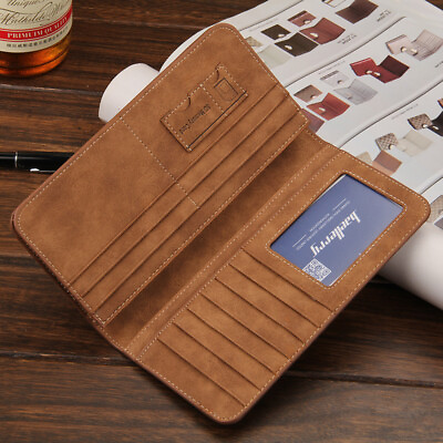 #ad Men#x27;s Leather Long Wallet Bifold ID Card Holder Purse Checkbook Clutch Billfold