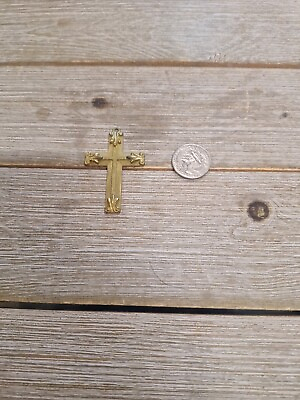 #ad Vintage Ornate Metal Cross Pendant