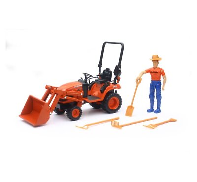 #ad KUBOTA COMPACT TRACTOR W FRONT LOADER amp; FIGURE 1 18 scale NEW RAY SS 33433