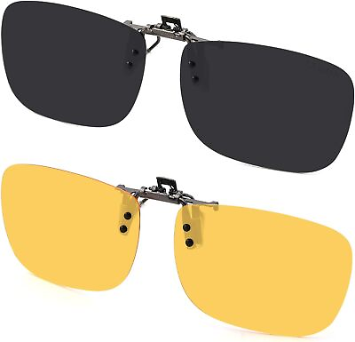 #ad CAXMAN Polarized Clip On Sunglasses Over Prescription Glasses for Men Women UV P
