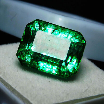 #ad Natural Emerald 3 Ct Colombian Emerald Shape Loose Gemstone CERTIFIED