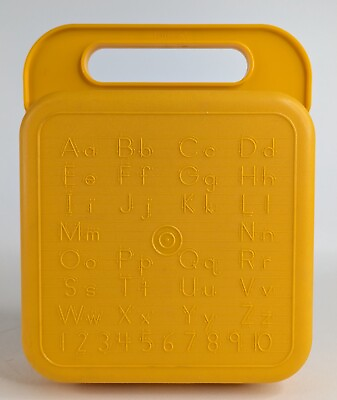 #ad Tupperware Kids Stencil Case CRAFT LUNCH Box ONLY 1407 Yellow Alphabet Handle
