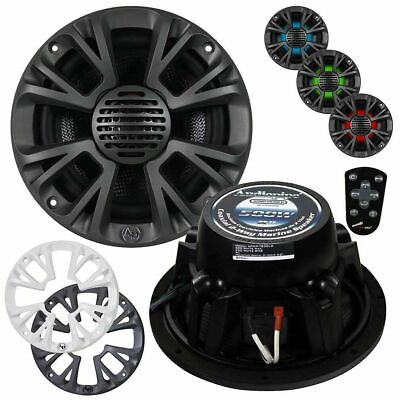 #ad Audiopipe PAIR 8quot; 2 way 500W Marine Speakers w LED Lights amp; Grills Included