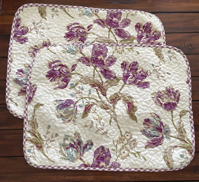 #ad Paula Deen Pillow Shams Farm House Floral Gingham Quilted Standard Size Set of 2