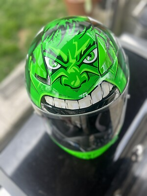 #ad RARE OEM HJC CL 17 Marvel Hulk Helmet Green With OEM Marvel Bag