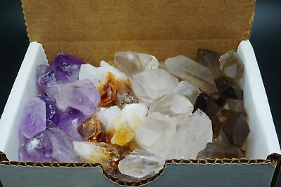 #ad Crystal Points Collection 1 2 LB Amethyst Citrine Clear Smoky Quartz Points