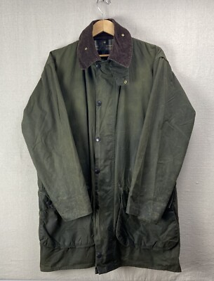 #ad BARBOUR BORDER A200 Waxed Jacket Men’s XXL Olive Green Coat Hunting Vintage Boho
