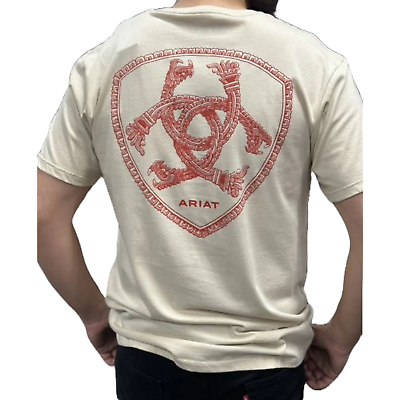 #ad Ariat Men#x27;s Mayan Shield IESMU Natural Tan Short Sleeve T Shirt 10051675
