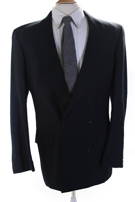 #ad St. Michael Mens Six Button Collared Lapel Blazer Suit Jacket Navy Size 38