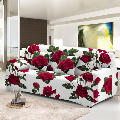 #ad Sofa Cover Room Rose Flower Elastic All Inclusive Stretch Slipcover Corner Sofa
