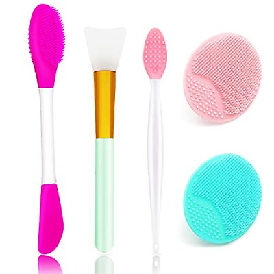 #ad 5PCS Silicone Face Scrubber Set Lip Scrub Brush Silicone Face Cleansing Brush...