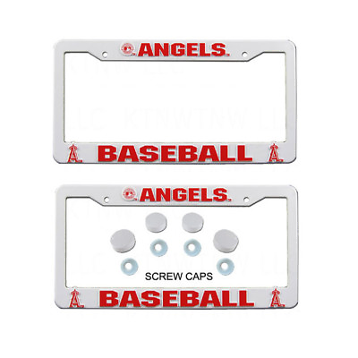 #ad New MLB Los Angeles Angels Car Truck White License Plate Frames amp; Screw Caps