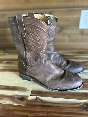 #ad mens roper boots size 12 Brown Leather Work Boot Farm Western