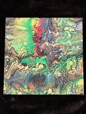 #ad 10.5”x10.5 Original Abstract acrylic pour painting