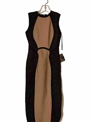 #ad New MAC DUGGAL Authentic Band Aid Dress Black Tan Cut Outs Sleeveless Sz 4