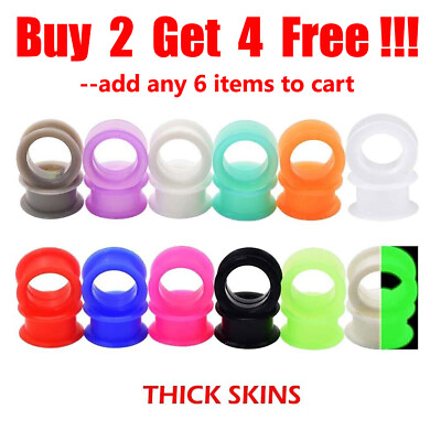 #ad 1 Pair Thick Silicone Ear Gauges Plugs Soft Flesh Tunnels Ear Stretchers 2g 1quot;