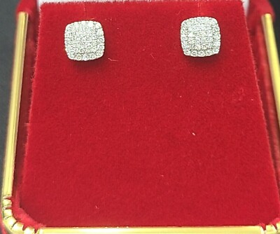#ad DEAL 0.25CT NATURAL ROUND DIAMOND CLUSTER CUSHION STUD EARRING 10K GOLD 6.20MM