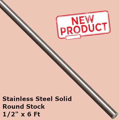 #ad Stainless Steel Round Rod 1 2quot; x 6 Feet 416 Unpolished Solid Stock 72quot; Length