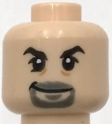 #ad Lego New Light Nougat Minifigure Head Dual Sided Goatee Smile Angry Pattern Part