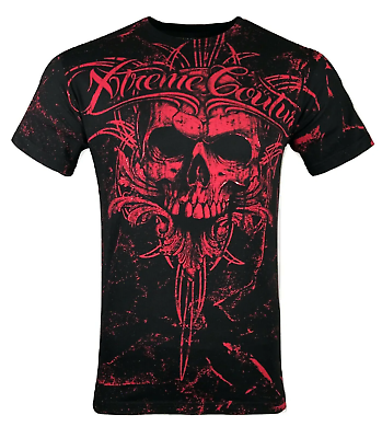 #ad Xtreme Couture By Affliction Men#x27;s T Shirt VICTORY Skull Biker MMA Black S 5XL
