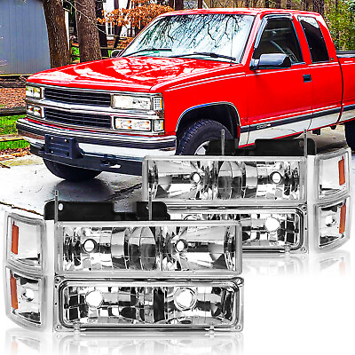 #ad For 94 98 Chevy Silverado OBS Tahoe C10 C K 1500 2500 3500 Headlights Chrome